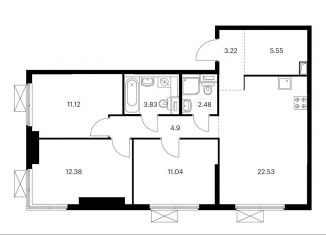 Продается 3-ком. квартира, 77.1 м2, Москва, ЖК Матвеевский Парк