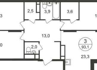 Продается трехкомнатная квартира, 93.1 м2, Москва, 7-я фаза, к1