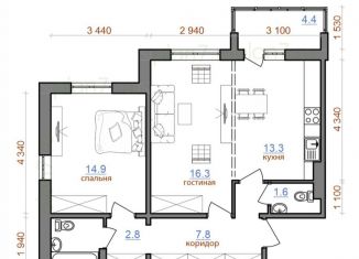 Продается 3-ком. квартира, 66 м2, рабочий поселок Маркова, жилой комплекс Ботаника, 3, ЖК Ботаника