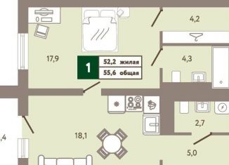 Продам 1-комнатную квартиру, 55.6 м2, село Ембаево, Бульварная улица, 11