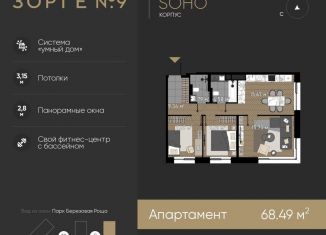 Трехкомнатная квартира на продажу, 68.5 м2, Москва, САО, жилой комплекс Зорге 9, 9Ак7