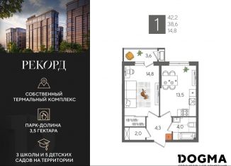 Продажа однокомнатной квартиры, 42.2 м2, Краснодар, Карасунский округ