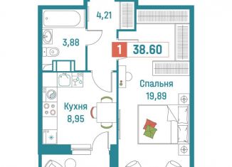 Однокомнатная квартира на продажу, 38.6 м2, Мурино, ЖК Графика