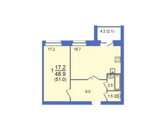 2-комнатная квартира на продажу, 51 м2, Вологда