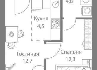 2-ком. квартира на продажу, 39.9 м2, Москва, метро Молодёжная