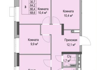 Продается трехкомнатная квартира, 66.4 м2, Ижевск