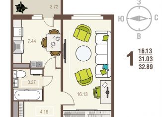 Продам однокомнатную квартиру, 32.9 м2, Курск, проспект Надежды Плевицкой, 4, Центральный округ