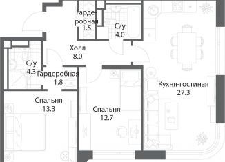 Продам 2-комнатную квартиру, 72.6 м2, Москва, метро Технопарк, жилой комплекс Нагатино Ай-Ленд, к1