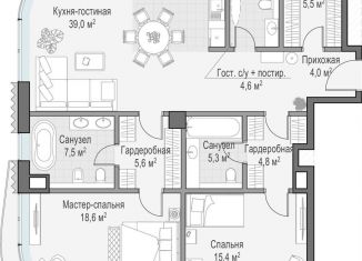 Продается двухкомнатная квартира, 104.2 м2, Москва, ЦАО