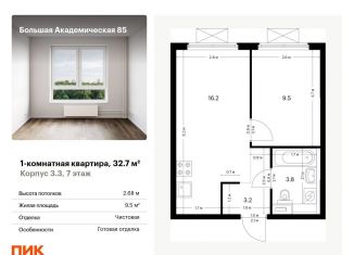 Продается однокомнатная квартира, 32.7 м2, Москва, Тимирязевский район, жилой комплекс Большая Академическая 85, к3.3