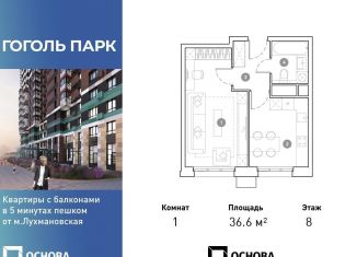 Продажа 1-ком. квартиры, 36.6 м2, Московская область