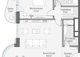 Однокомнатная квартира на продажу, 68.5 м2, Москва