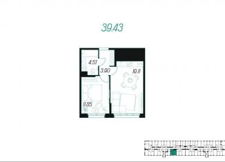 Продаю 1-комнатную квартиру, 39.4 м2, Тула
