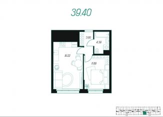 Продажа 1-комнатной квартиры, 39.4 м2, Тула