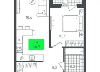 Продам 1-комнатную квартиру, 47 м2, Тюмень