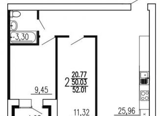 Продается двухкомнатная квартира, 52 м2, Воронежская область, улица Маяковского, 3