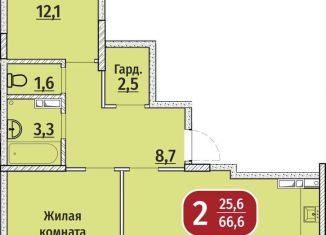 Продается 2-комнатная квартира, 69.1 м2, Чебоксары, Гражданская улица, поз4, Московский район