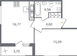 Продажа 1-комнатной квартиры, 42.9 м2, Санкт-Петербург, муниципальный округ Финляндский