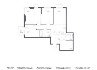 Трехкомнатная квартира на продажу, 87.4 м2, деревня Мисайлово, Каширское шоссе - Молоково - Андреевское