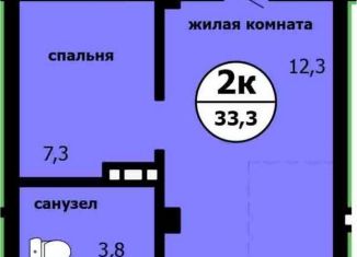 Продажа двухкомнатной квартиры, 33.3 м2, Красноярск, Ленинский район