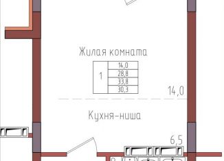 Продажа 1-комнатной квартиры, 30.3 м2, Калининград