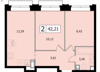 Продаю 2-комнатную квартиру, 42.2 м2, Одинцово, Центральная площадь