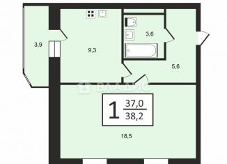 Продам 1-комнатную квартиру, 38.2 м2, Вологодская область, улица Лётчика Каберова, 11