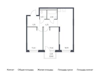 Продажа двухкомнатной квартиры, 55.8 м2, деревня Новосаратовка