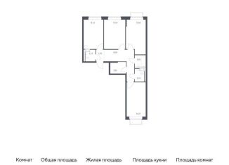 Продаю трехкомнатную квартиру, 77.7 м2, Московская область, жилой комплекс Томилино Парк, к6.1