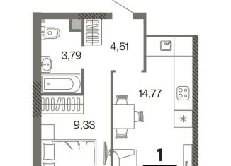 Продается однокомнатная квартира, 32.4 м2, Рязань
