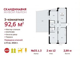 Продаю 3-комнатную квартиру, 92.6 м2, Москва, жилой комплекс Скандинавия, к35.1.1