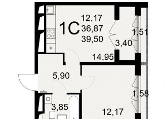 Продаю 1-комнатную квартиру, 39.5 м2, Тула, Привокзальный территориальный округ