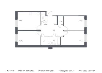 Продается трехкомнатная квартира, 85.7 м2, Москва, жилой комплекс Эко Бунино, 14.2