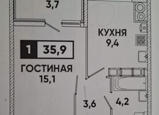 Однокомнатная квартира на продажу, 35.9 м2, Ставрополь, Промышленный район, Российский проспект, 17к1