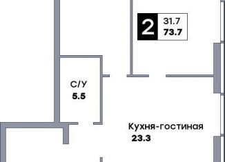 Продаю 2-ком. квартиру, 73.9 м2, Самара, метро Российская