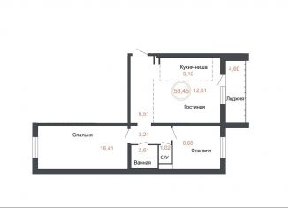 Продаю двухкомнатную квартиру, 58.5 м2, Челябинская область