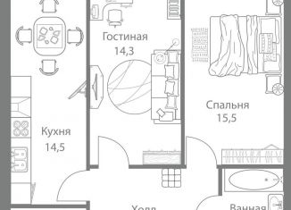 2-комнатная квартира на продажу, 61 м2, Москва, метро Молодёжная