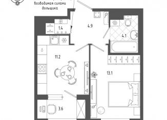Продажа однокомнатной квартиры, 36.5 м2, Санкт-Петербург, Измайловский бульвар, 9, метро Балтийская