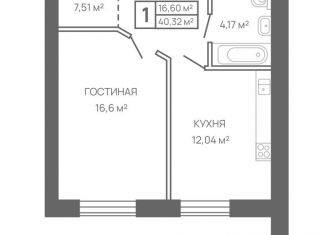 Продается однокомнатная квартира, 40.3 м2, Самара, метро Спортивная