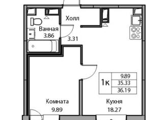 Продаю однокомнатную квартиру, 37 м2, Санкт-Петербург, муниципальный округ Лахта-Ольгино, Ивинская улица, 19к2