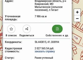 Продажа участка, 80 сот., посёлок Гигант, 17Н-366