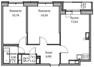 3-комнатная квартира на продажу, 53.8 м2, Санкт-Петербург, Ивинская улица, 19к3, метро Беговая