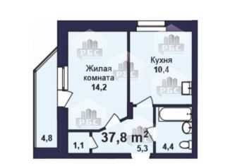 1-ком. квартира на продажу, 37.8 м2, село Чигири, улица Воронкова, 9