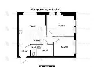 Продается двухкомнатная квартира, 57.9 м2, Москва, жилой комплекс Кронштадтский 9, к2, метро Водный стадион