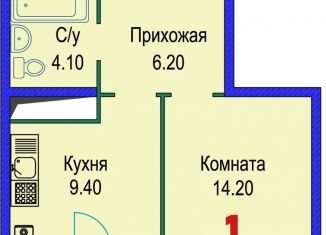 Продам однокомнатную квартиру, 37.2 м2, Ставрополь, Гражданская улица, 1/4, микрорайон № 14