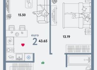 Продается 2-комнатная квартира, 44 м2, Москва, проспект Лихачёва, 16к3, ЖК Квартал Нау