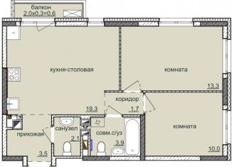 Продам двухкомнатную квартиру, 53.8 м2, Ижевск, ЖК Ежевика, жилой комплекс Ежевика, 9