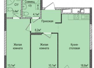 Продаю двухкомнатную квартиру, 55.5 м2, Ижевск, Зелёная улица, 60к1, ЖК Тринити