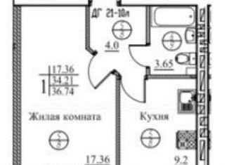 1-комнатная квартира на продажу, 36.7 м2, село Осиново, улица Гагарина, 11В