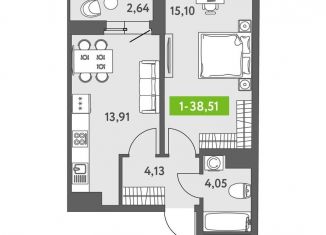 Продаю 1-комнатную квартиру, 39 м2, Санкт-Петербург, метро Новокрестовская